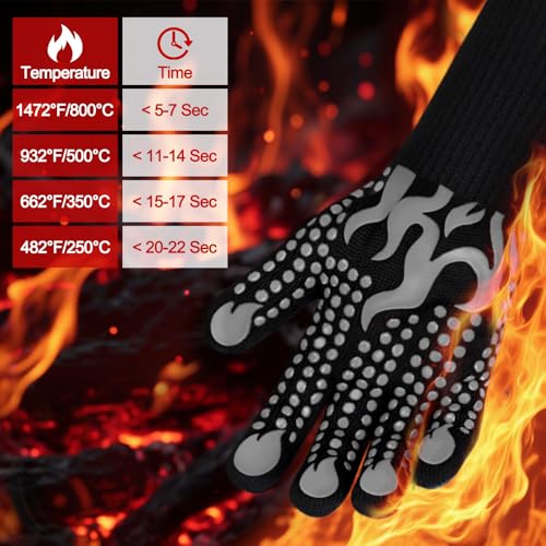BBQ Gloves 1472F Heat Resistant Silicone Non (long / Gray)