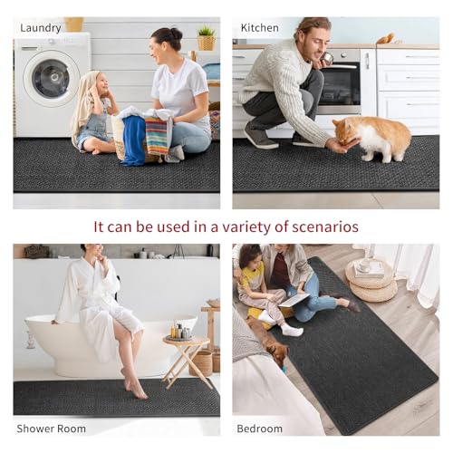 Kitchen Rugs Kitchen Mats for Floor Non Slip Washable Black 17"x30" (2.2991 Sq Ft)
