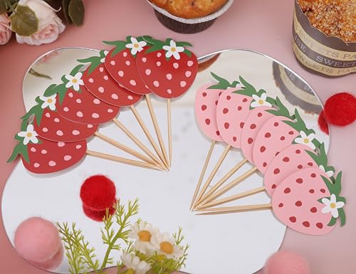 Strawberry Birthday Cupcake Toppers