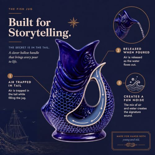 Fish Jug 50 fl oz Ceramic Pitcher (Duck Egg)