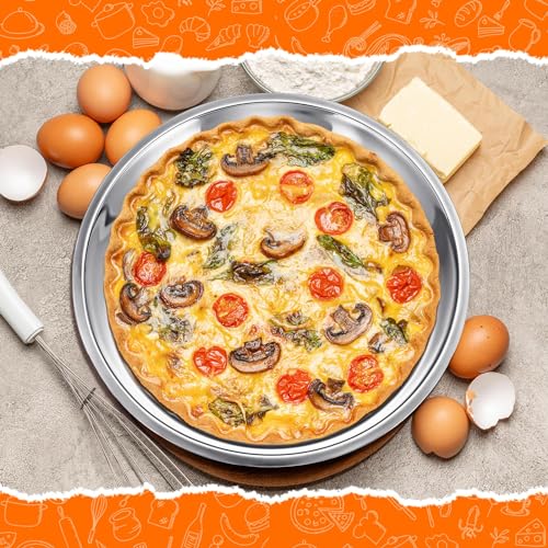 3 Pcs 16 14 10 Inch Large Deep Pizza Pans Stainless Steel Pizza Tray Round Oven Tray Rust Proof Reusable Bakeware Cooking Pan Dishwasher Safe for Baking (3 Count)