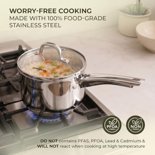3 Piece Stainless Steel Saucepan Set with Lids 1.5QT & 2QT & 3QT
