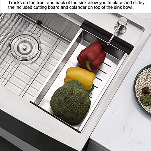 33 Inch Farmhouse Kitchen Sink Workstation (33"L x 22"W x 10"D / Stainless Steel (Splash Guard))