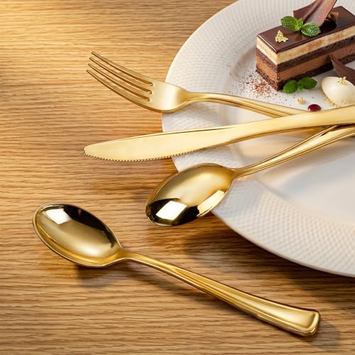 200 Pack Gold Plastic Spoons (Spoon Gold)