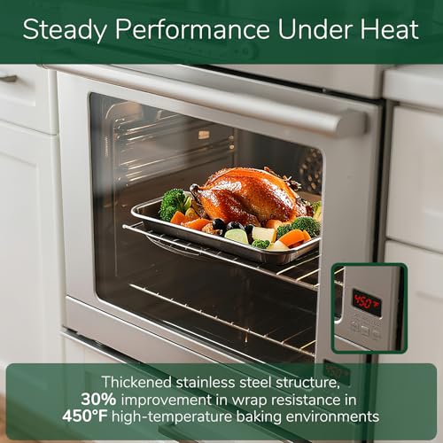 18 0 Stainless Steel Baking Sheet with Cooling Rack (17.32 × 12.24 × 1 inch)