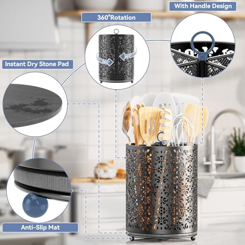 360° Rotating Utensil Holder (Black)