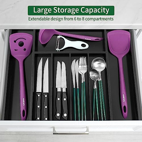 Bamboo Silverware Drawer Organizer (Black / Small)