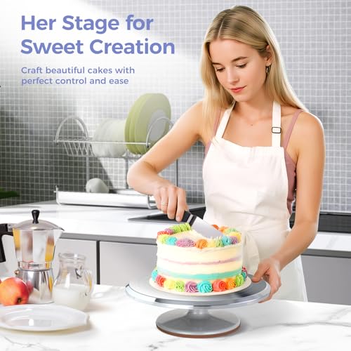 Cake Turntable (Silver / Set 12 inch)