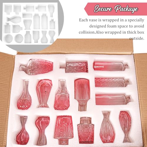 Set of 36 Glass Bud Vases Small Flower Vases for Centerpieces (Pink)
