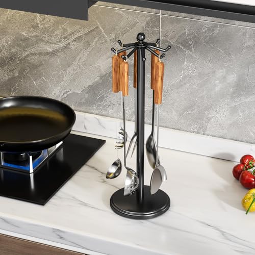 Kitchen Countertop Rotating Utensil Holder (Black)
