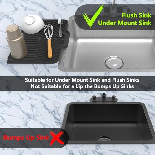 Dish drying mats for kitchen counter (14.6"×11" / Black)