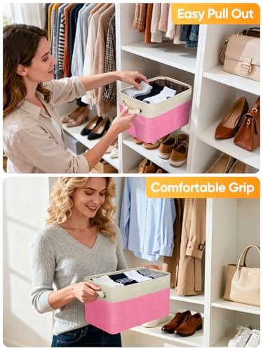1 Pack Fabric Closet Storage Bins for Shelves (Pink / 1PCS/Medium-14x10x8.5)