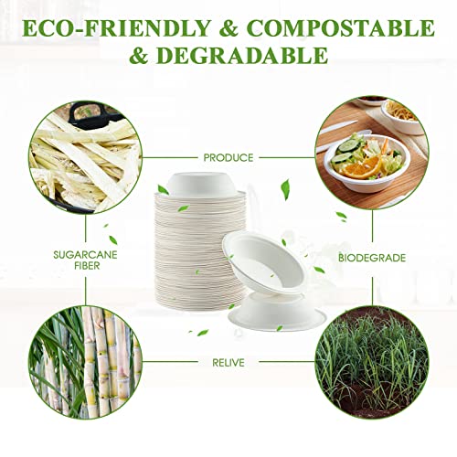200 Pack 16 OZ Compostable Paper Bowls (16 oz White)