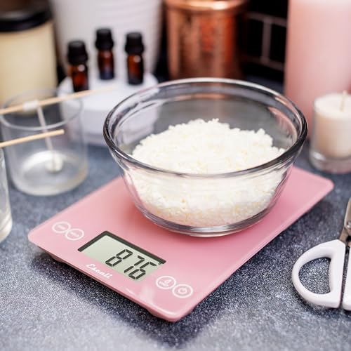 Arti Glass Food Scale Digital Countertop Kitchen (Pink / 9" x 6.5" x .75")