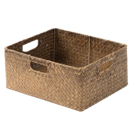 Large Wicker Baskets for Storage (Brown (Seagrass) / 15"L x 11"W x 6¾"H)