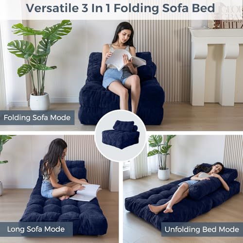 Folding Sofa Bed (Navy / Single)