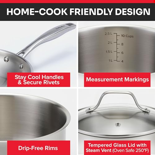Mueller 17 Piece Stainless Steel Pots and Pans Set (17 Piece / Silver)