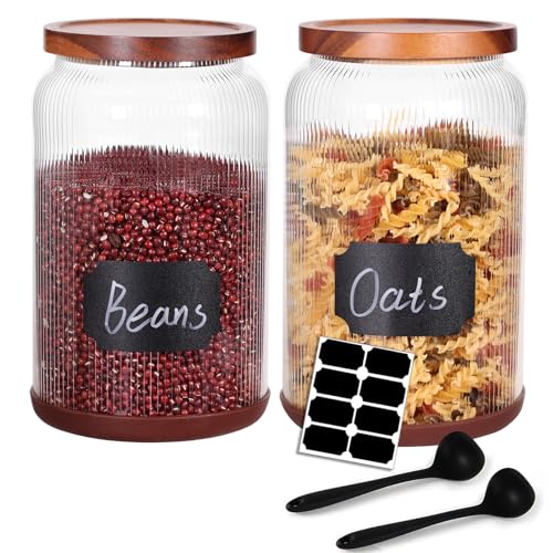 Striped Borosilicate Glass Airtight Canisters (1 Gallon (Striped 2 pack))
