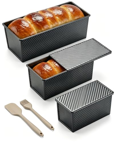 3 Piece Pullman Loaf Pan with Lid (Classic Black / 2.2LB+1LB+0.5LB)