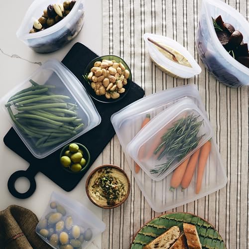 Premium Reusable Silicone Food Storage Bags (Clear / 6-Pack)