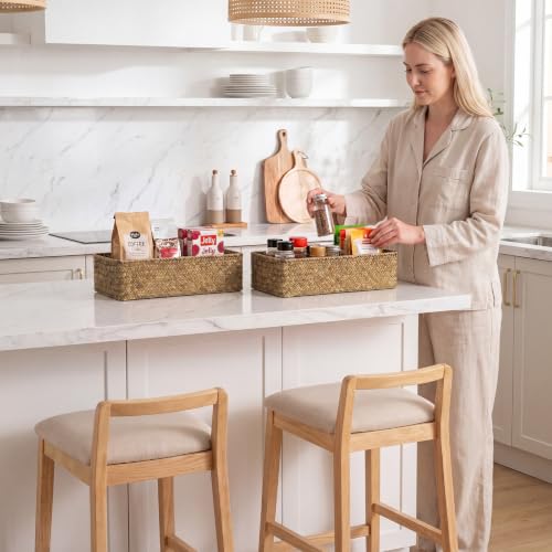 Small Toilet Paper Basket for Back of Toilet Basket (Brown(seagrass) / 15 ¾"L x 6 ½"W x 4 ¼"H)