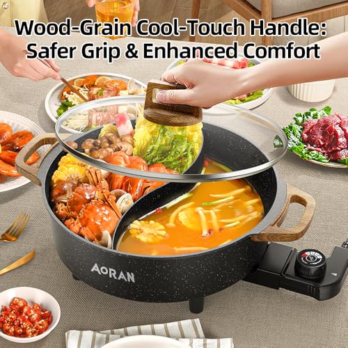 AORAN Electric Hot Pot with Divider (8.5 Quarts)