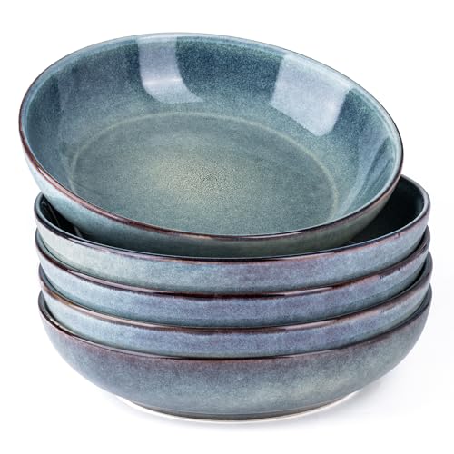 8.5’’ Ceramic Pasta Bowls Set of 6 (Set of 6 / Ceylon Blue)