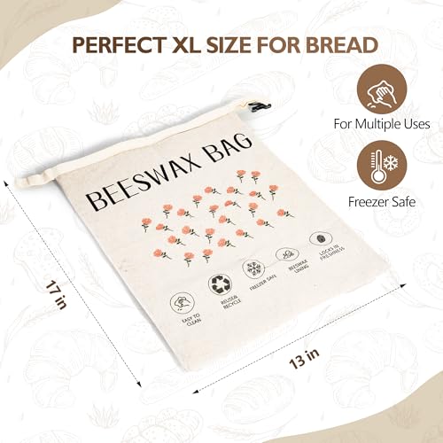 2 Pack Beeswax Bread Bag (1Rose print color)