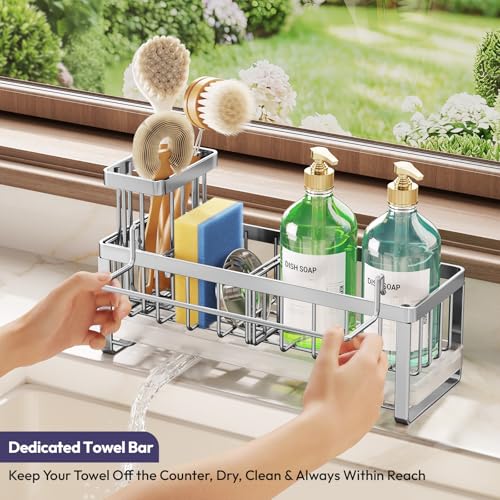 Sponge Holder for Kitchen Sink (Silver-large / Large)
