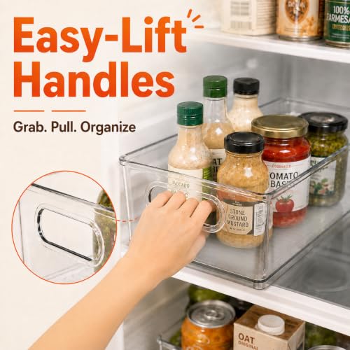 4 Pack Fridge Organizer Bins (10'' x 6'' x 3'')