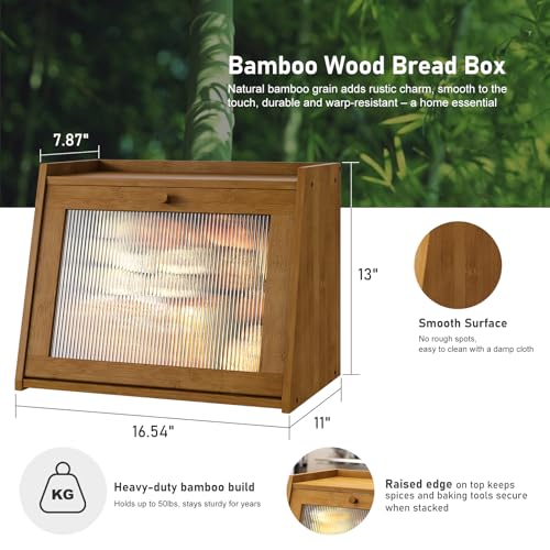 Large Bread Box for Kitchen Counter (Brown / Large-1_Tier)