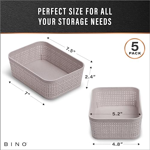 Woven Plastic Basket (Natural Grey / 5PK- XS)