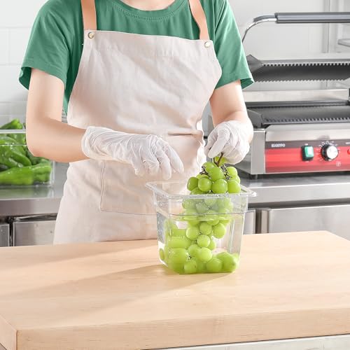 1 6 Size Food Containers 6 Pack 6 Inch Deep Pan Clear BPA free Polycarbonate Stackable Commercial Hotel Pan for Kitchen Business and Food Serving (1/6 Size / 6" Deep)