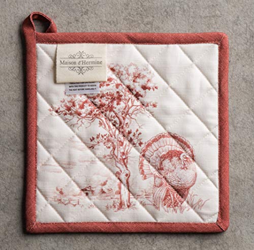 100% Cotton Oven Mitt & Pot Holder Set (119 - Holy Jouy - Red / 7.5" x 13" & 8" x 8" (Oven Mitt & Pot Holder))