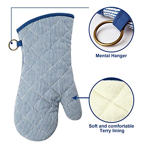Yarn Dyed Oven Mitts 1 Pair (Oven Mitts - Blue 2)