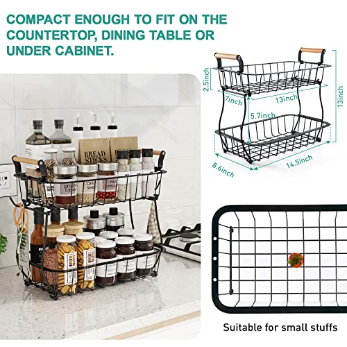 2 Tier Fruit Basket with 2 Banana Hangers (Black (2 Tier with Banana Hangers))