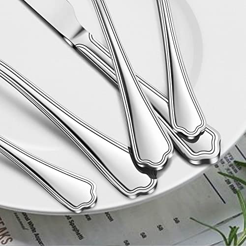 77 Piece Silverware Flatware Set for 12 (Scalloped Edge)