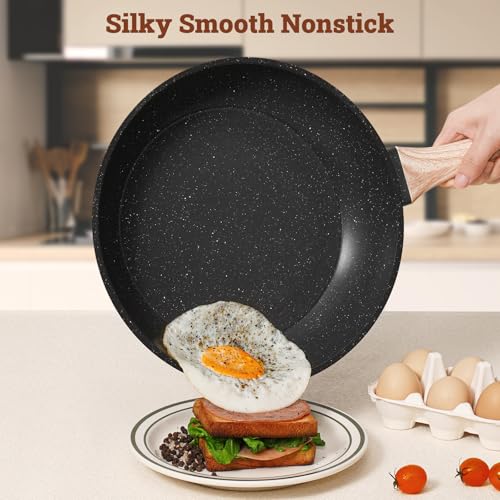 Pots and Pans Set Non Stick (Black / 17 Pieces)