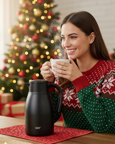 51Oz Stainless Steel Thermal Coffee Carafe with Lid (Black / 50.7 Ounces)