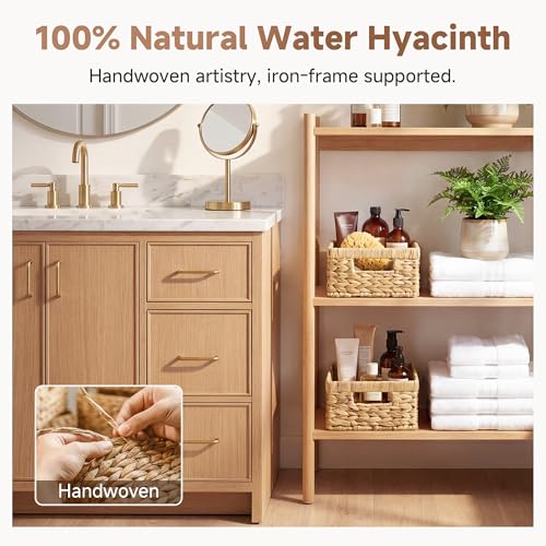 Wicker Storage Baskets for Shelves (Natural (Water Hyacinth) / 2x 13"L x 8¼"W x 4¾"H)