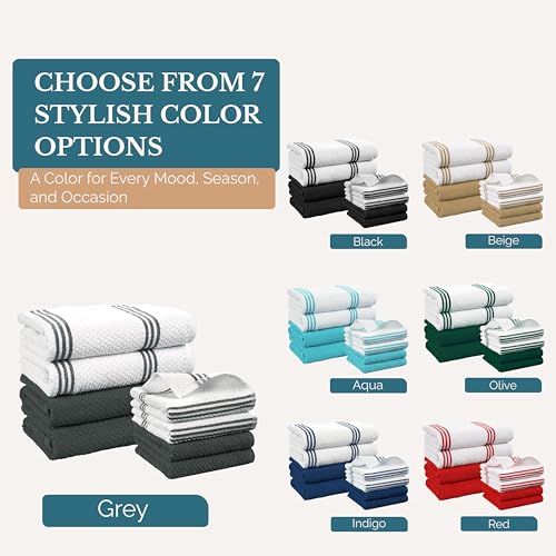 Kitchen Towel Set 8 Pc (Terry - Grey / Kitchen Towel Set - 8 Pack)