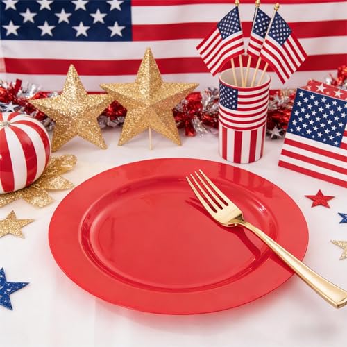 60PCS Red Plastic Plates (60 Count)