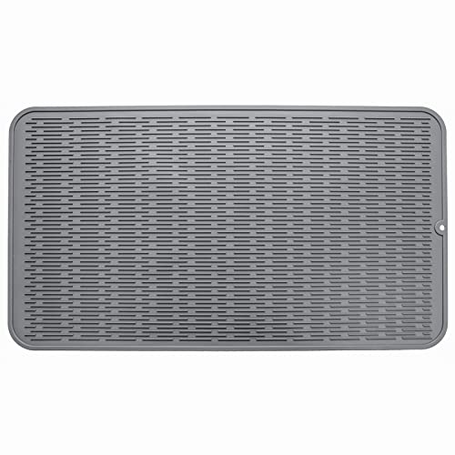 Silicone Dish Drying Mat for Multiple Usage (Gray / 32"L x 18"W)