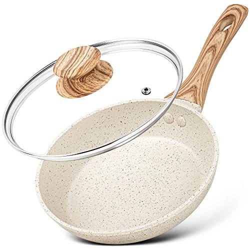 Small Frying Pan with Lid (White Granite / 8 Inch)