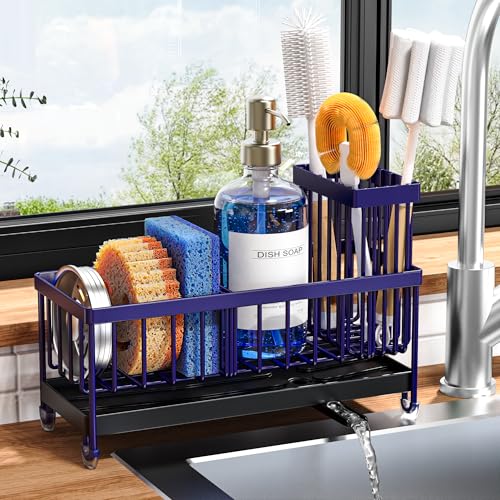 Sponge Holder for Kitchen Sink (Navy Blue - 9.25″)