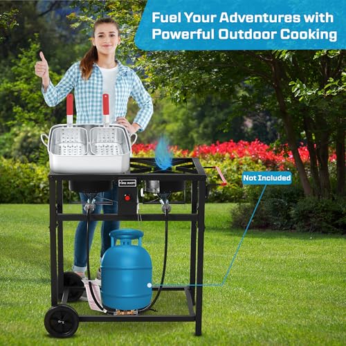 36QT Outdoor Propane Deep Fryer with Rolling Cart (36QT (18QTX2))