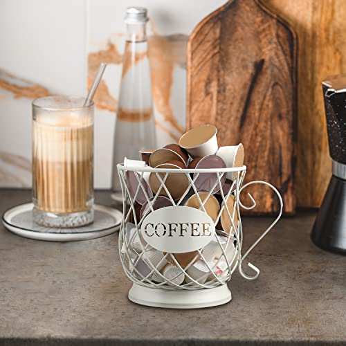 White Medium Coffee Pod Capsule Storage Holder for 35 K Cups Capacity K Cup Holder K Cup Organizer (White / Medium for 35 kcups)
