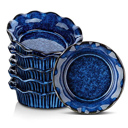 Ceramic Mini Pie Pans Set of 6 (Blue)