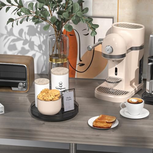 9 Inch Oak Lazy Susan Spice Organizer (Black / 9)