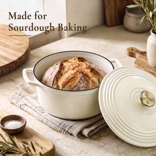 Enameled Cast Iron Dutch Oven (5.5 Quart / Warm White)